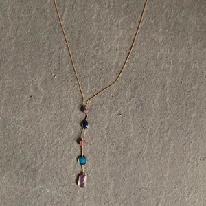 Hand-crafted Y necklace with multi-colored beads and stones by Nakamol